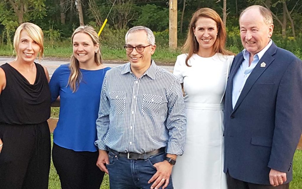 Candidates April Jeffs and Krystina Waler join Tony Clement MP, Attorney General Caroline Mulroney MPP and Rob Nicholson MP at Henry of Pelham Winery. 