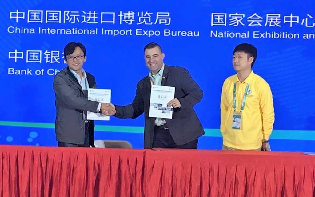 Anthony D’Aprile (centre) of Bench Brewing Company in Beamsville was part of the Niagara delegation that recently attended a large import expo in China. 