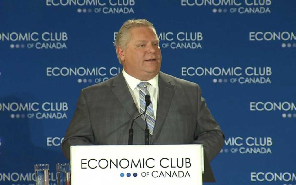 premier doug ford speaking at the economic club