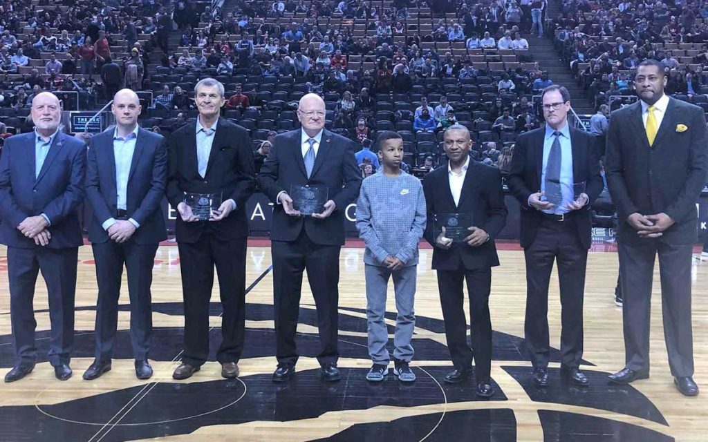 Ken Murray recognized at Monday night’s Toronto Raptors game.