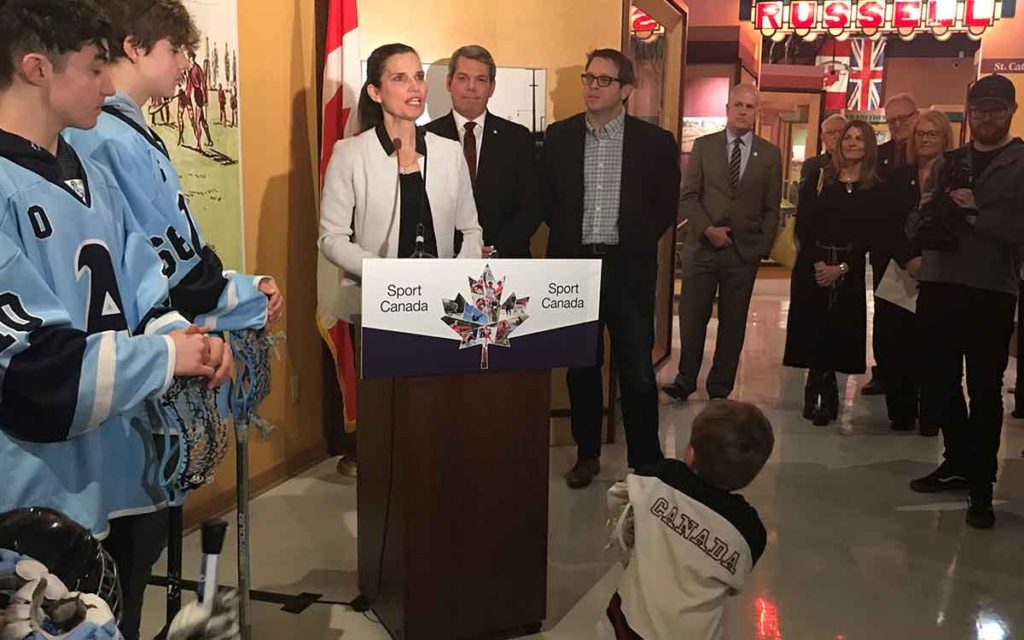 The Honourable Kirsty Duncan, federal Minister of Science and Sport announces lacrosse will be included as a sport in the upcoming Canada Summer Games 2021 to be held in Niagara.