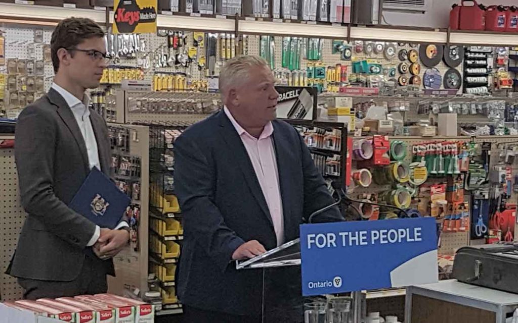 premier doug ford and sam oosterhoff mpp