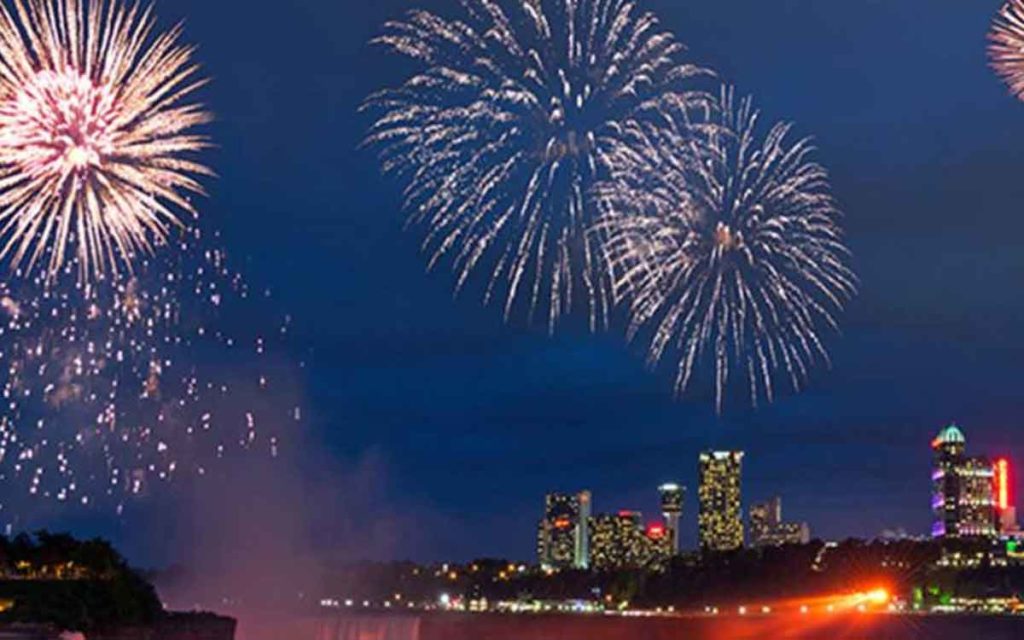 fireworks over the falls