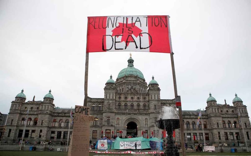 protest in front of parliament hill