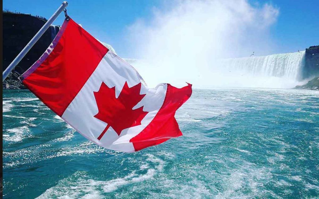 Canadian flag at Niagara Falls