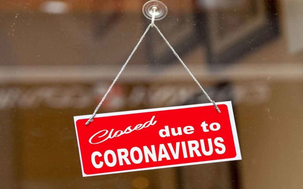 closed due to coronavirus sign