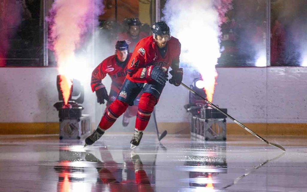 Connor Walters skating onto the rink