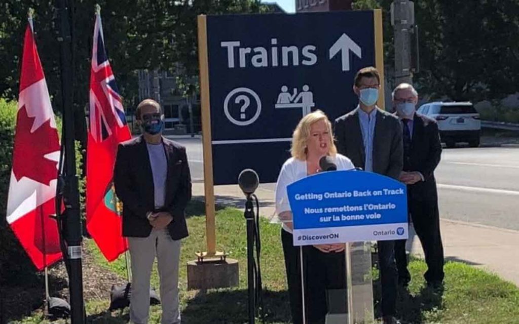 Minister MacLeod at  the Go Train announcement