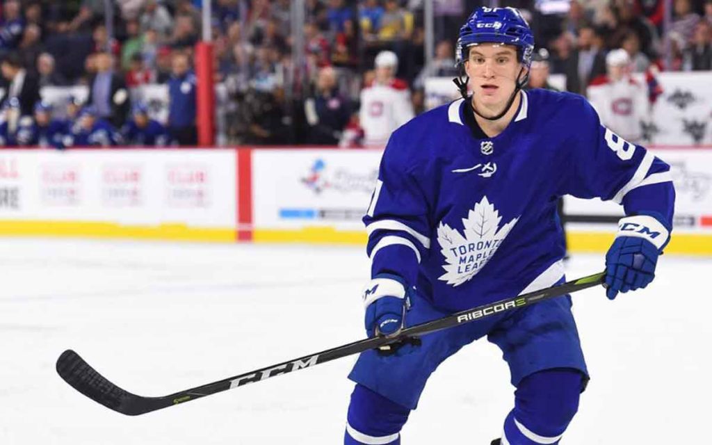 Mac Hollowell  on ice at the leafs training camp