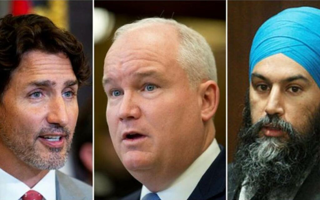 PM Trudeau, O'Toole and  Singh