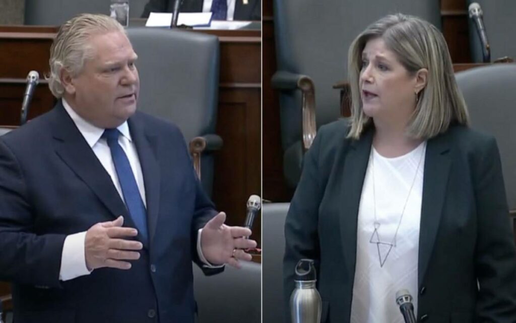 Premier Ford and Leader of the opposition Andrea Horwath