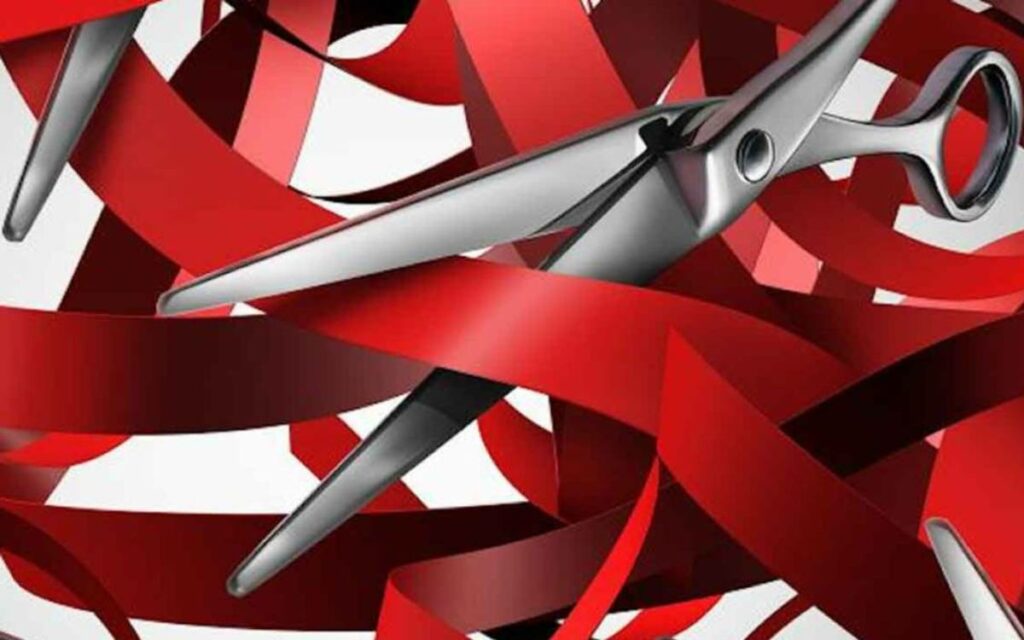 red ribbon and scissors