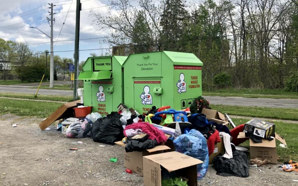 donation bins overflowing 