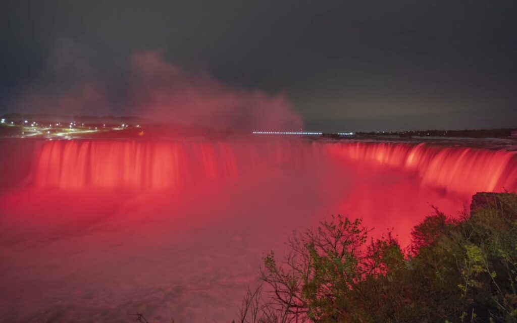 Niagara Falls in red