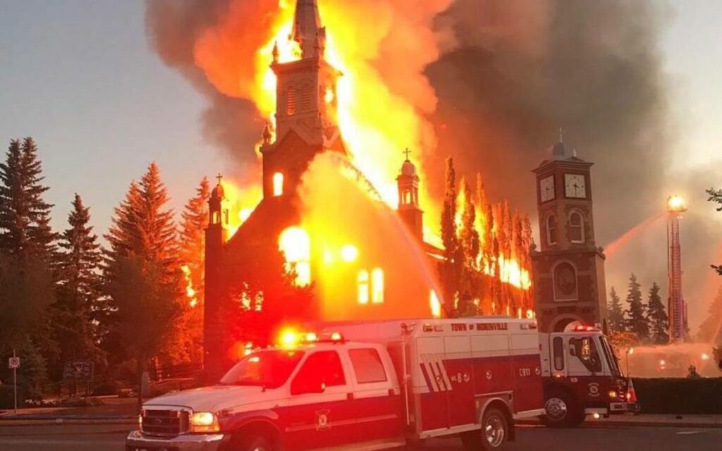 a church on fire