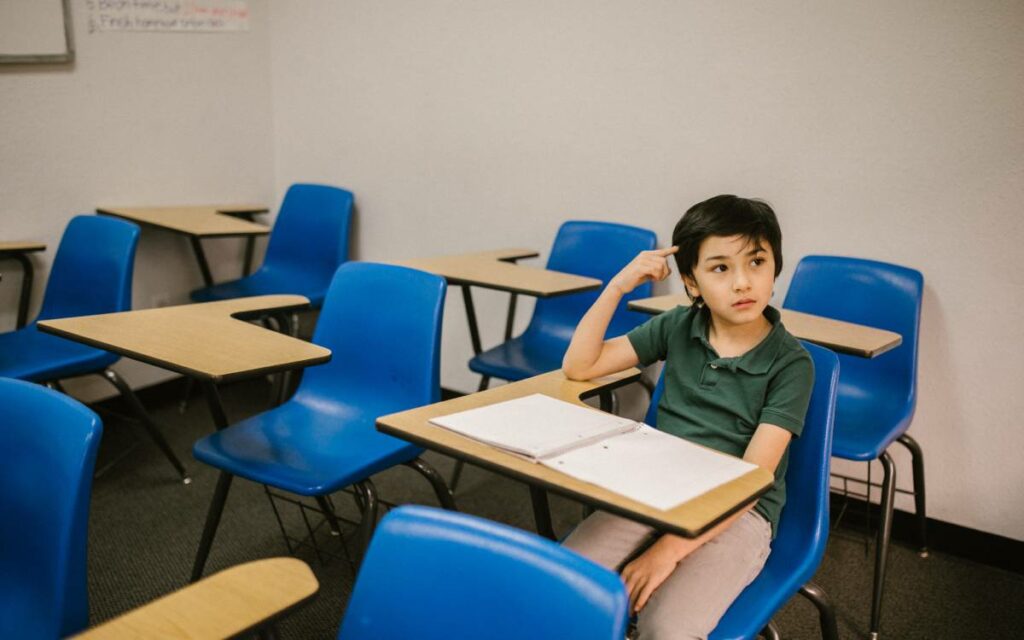 student at a desk