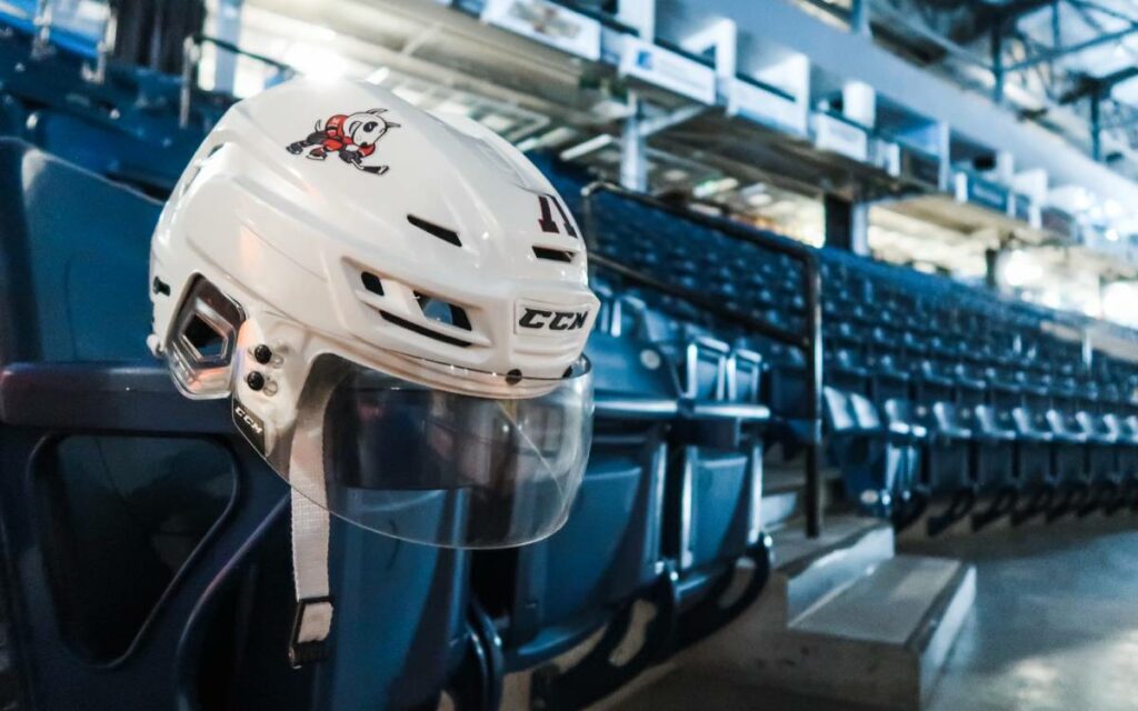 a hockey helmet