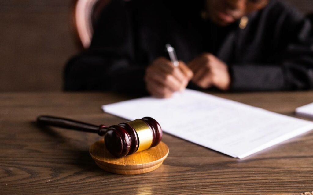 gavel on a table