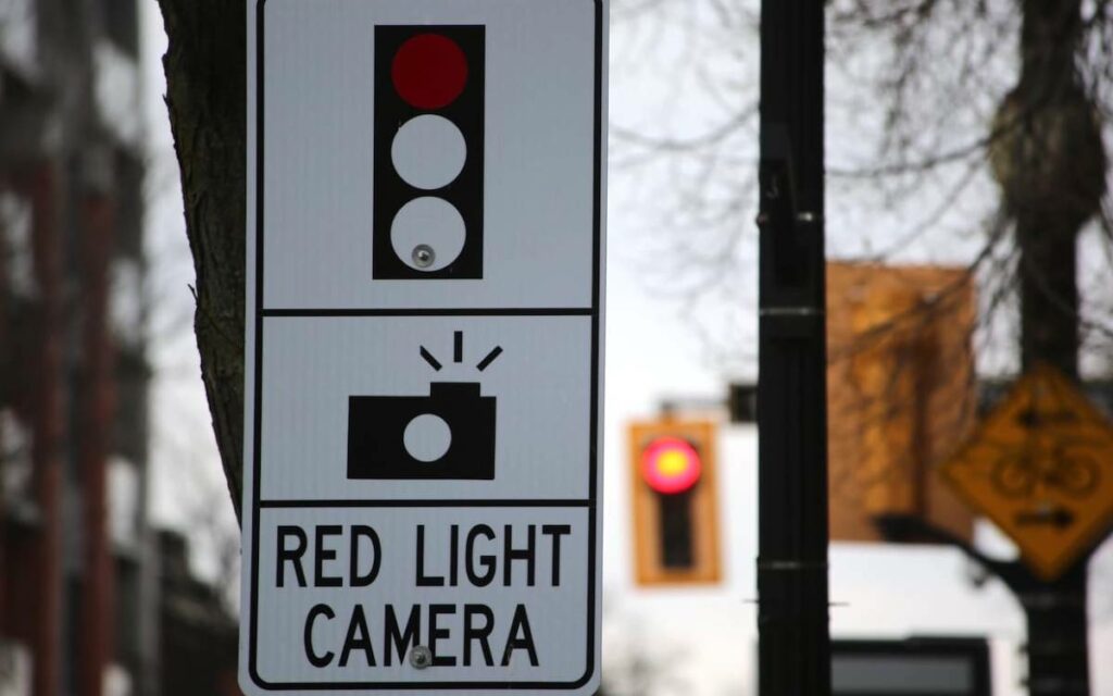 red light camera sign